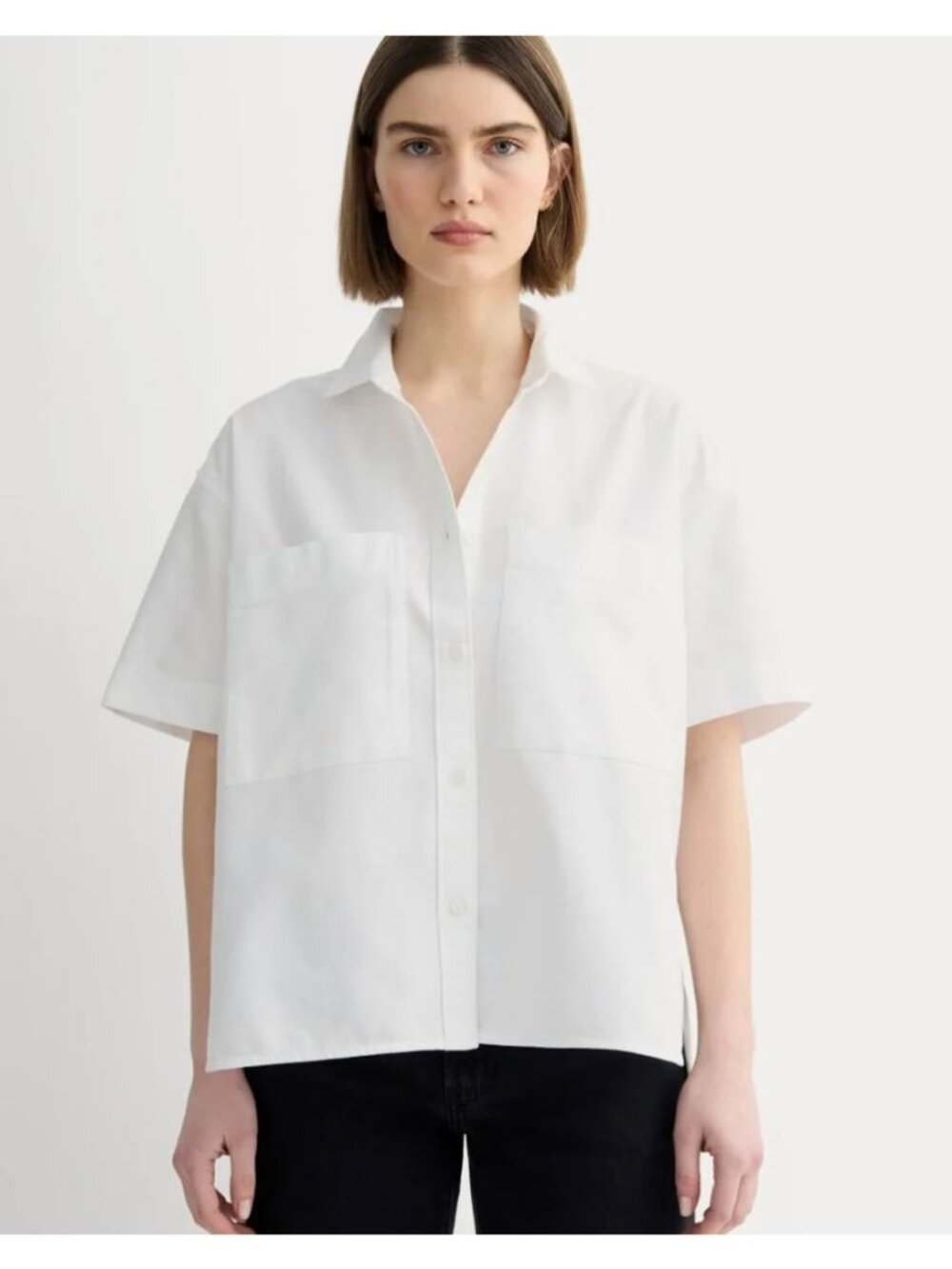 Everlane The Short-Sleeve Boxy Oxford Women's Size Medium in White NWT!**